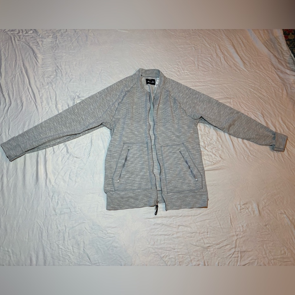 adidas Men's Light Gray Zip-Up Sweater